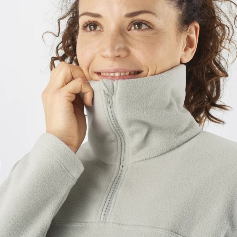 Light Grey Salomon Essential Cosy Fleece Women's Sweatshirt | PH 09816F